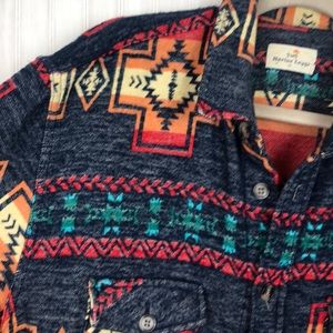 Vintage-Inspired Navy Patterned Men's Shirt Jacket